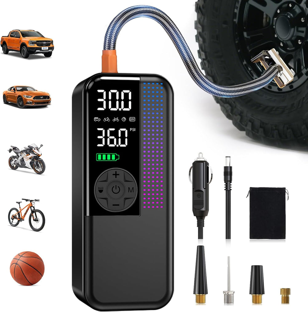 Tire Inflator Portable Air Compressor, Cordless Bike Pump, Auto-Off