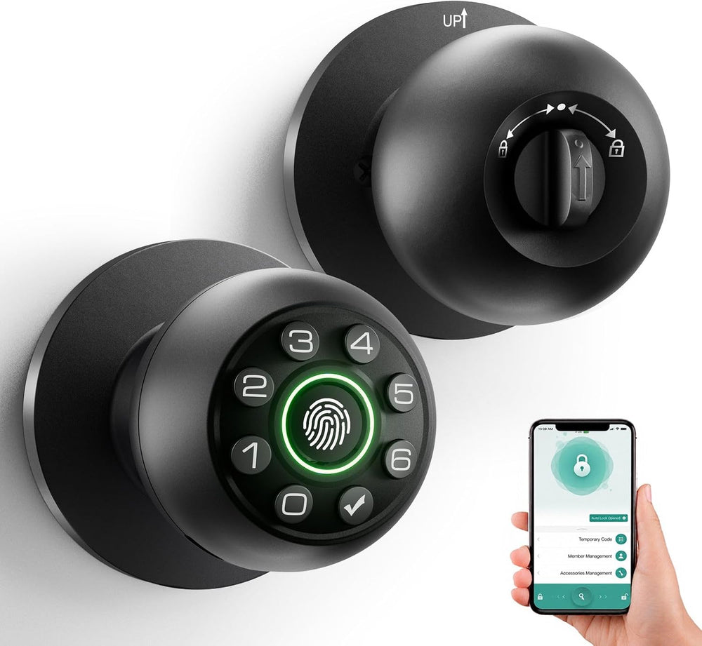 Fingerprint Door Lock Biometric Keypad Smart Door Knob | Bedroom Passcode Han...