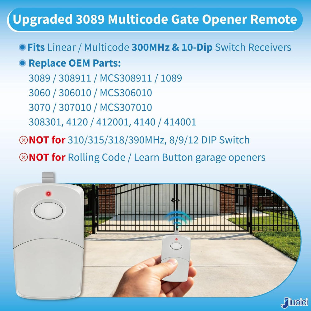 Upgraded for Linear 3089 308911 Multicode Gate Opener Clicker Remote, 5PK