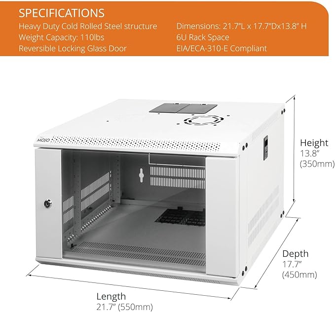 Tecmojo 6U Wall Mount Rack Network Cabinet