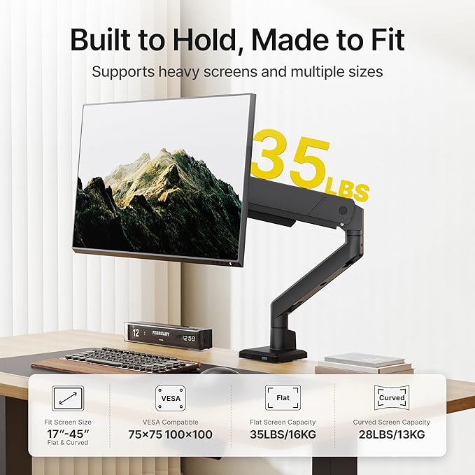 monTEK Single Monitor Arm with USB