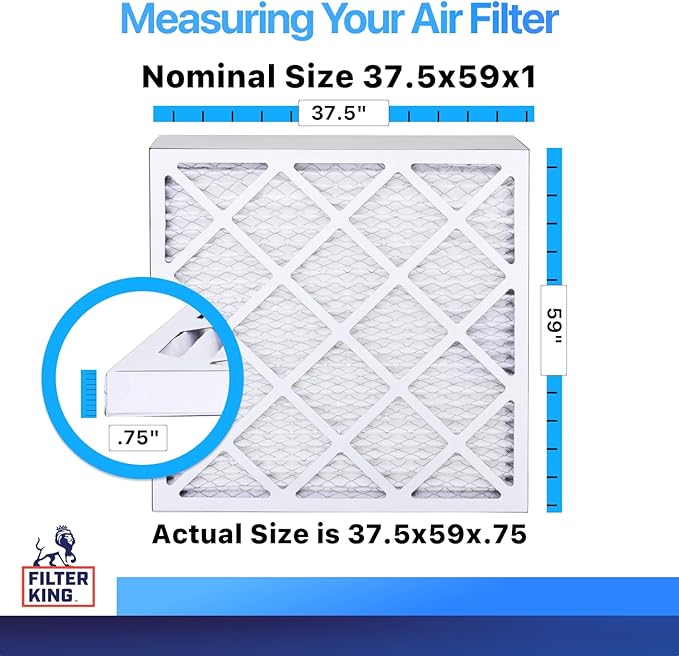 Filter King 37.5x59x1 Air Filter | 4-PACK | MERV 8 HVAC Pleated A/C Furnace