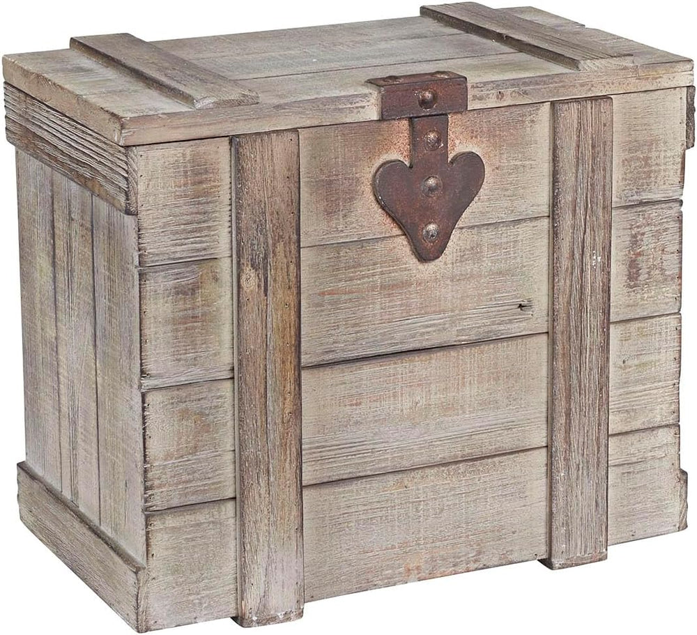 Household Essentials Small Antiqued Decorative Trunk, Gray Finish