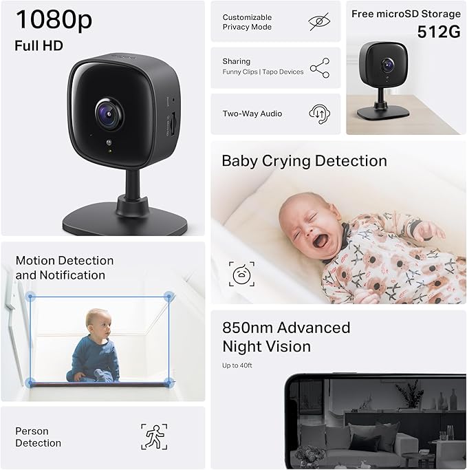 Tapo 1080P Indoor Wired Security Camera (4-Pack)