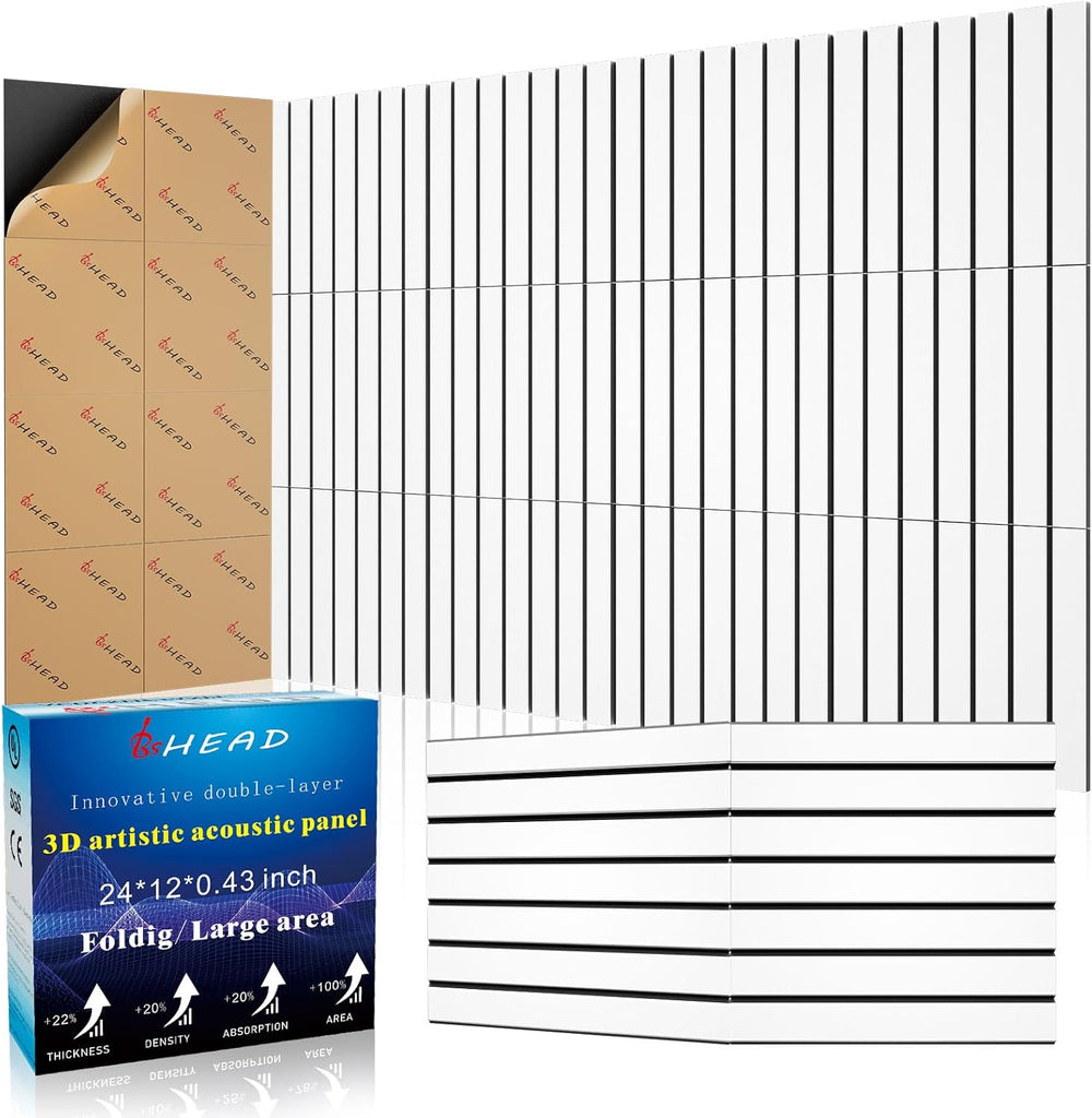 BSHEAD 16 Pack 2-Layer Fold Soundproof Wall Panels, 0.9lb/ft³ High Density