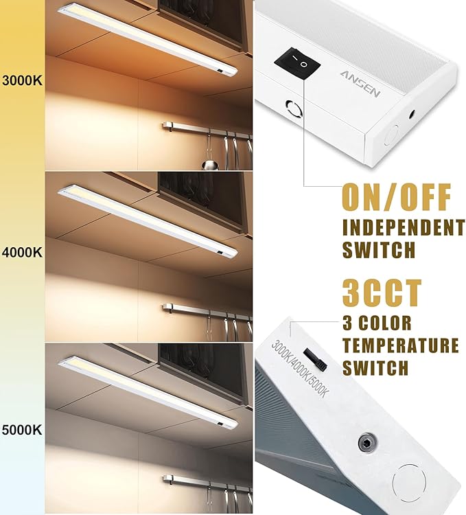 Ansen Hardwired Under Cabinet Lighting, 36in 22W LED Light