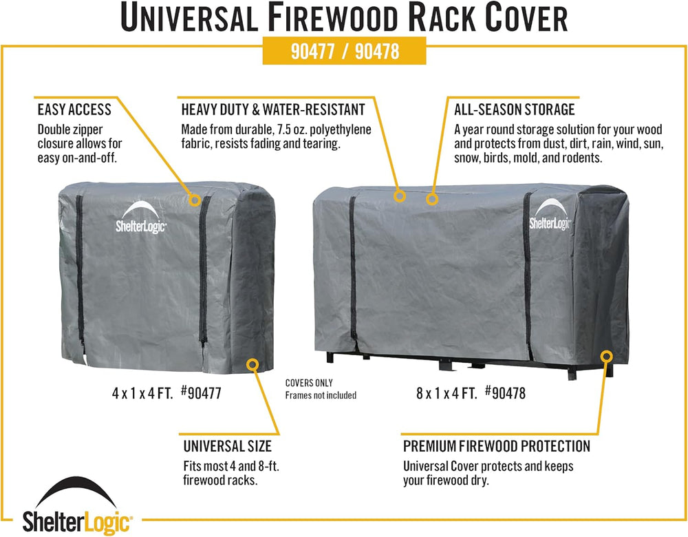 ShelterLogic Firewood Rack-in-a-Box Universal Full Length Cover for Firewood ...