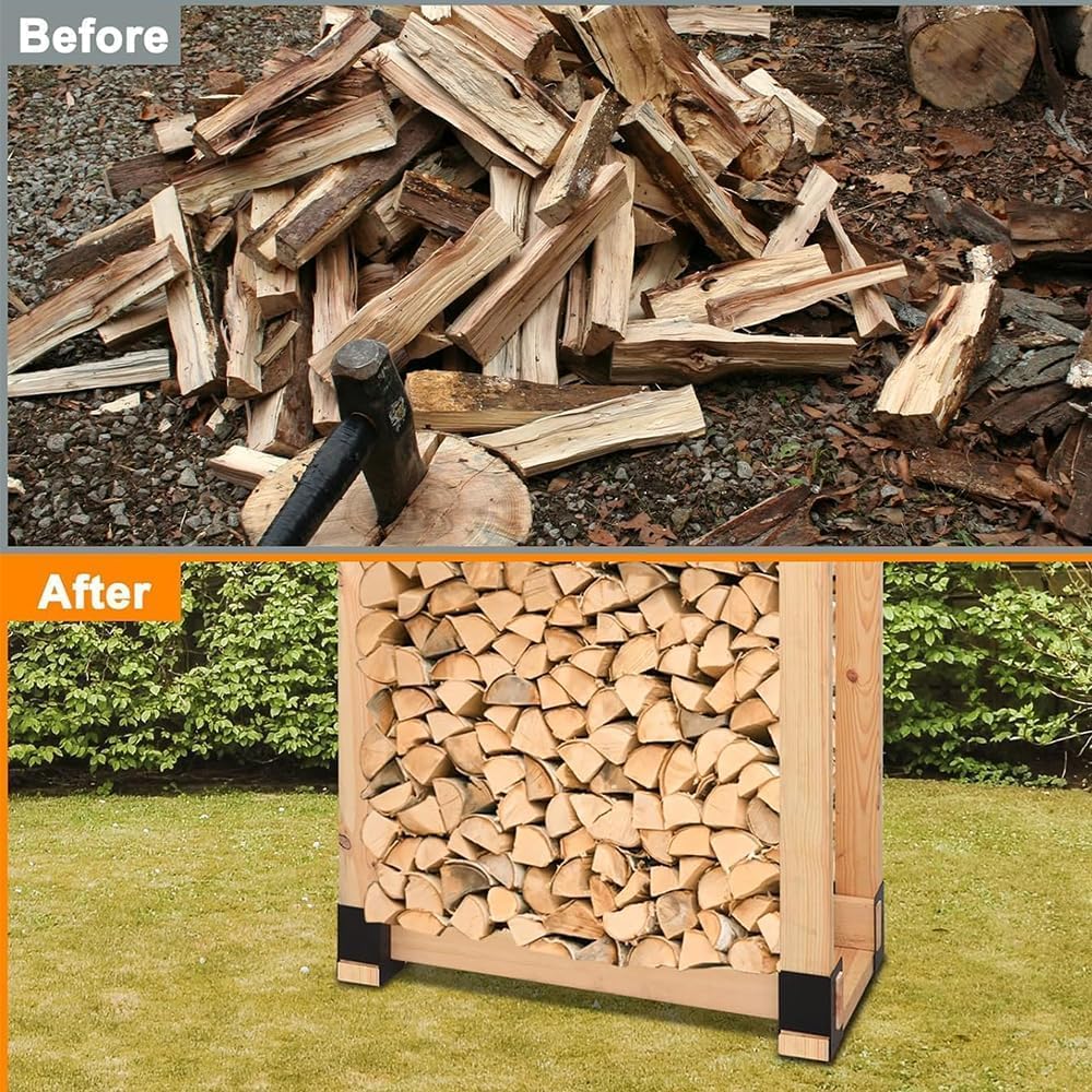 8 Pack Adjustable Firewood Log Storage Rack Bracket