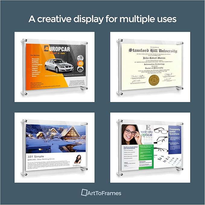 ArtToFrames 18x28 Inch Double Panel Floating Acrylic Picture Frame comes (2 P...