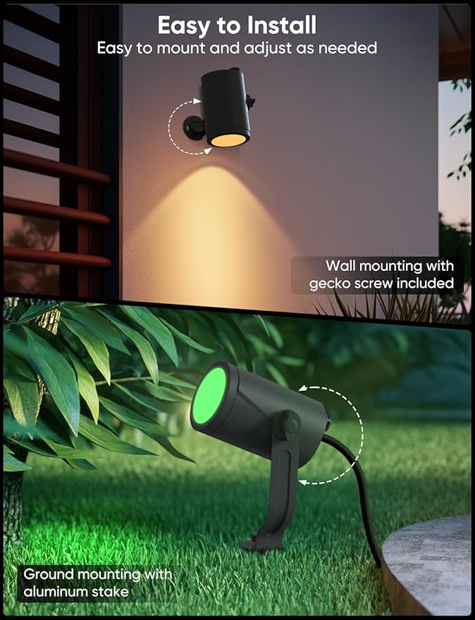 APPECK Smart Outdoor Spot Lights 24W, RGBCW Color Changing Landscape Lights 4...