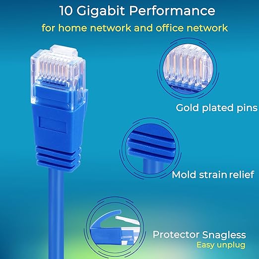 Rapink Patch Cables Cat6a 1ft Slim, Cat6a Ethernet Patch Cable 10G Support (5...