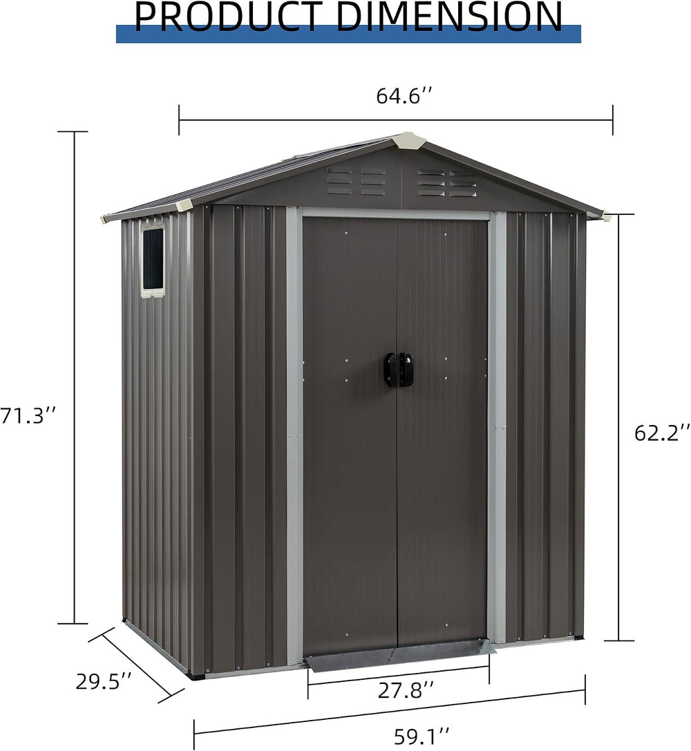 JY QAQA 5x3 FT Metal Outdoor Garden Storage Shed,Waterproof Metal Garden Shed...