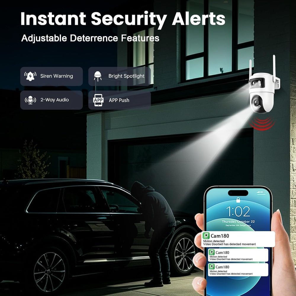 Dual-Lens Security Camera Wireless Outdoor 6MP HD WiFi Connection