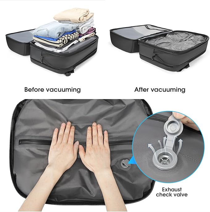 Vacuum Backpack for Men, 50L Expandable Travel Backpack