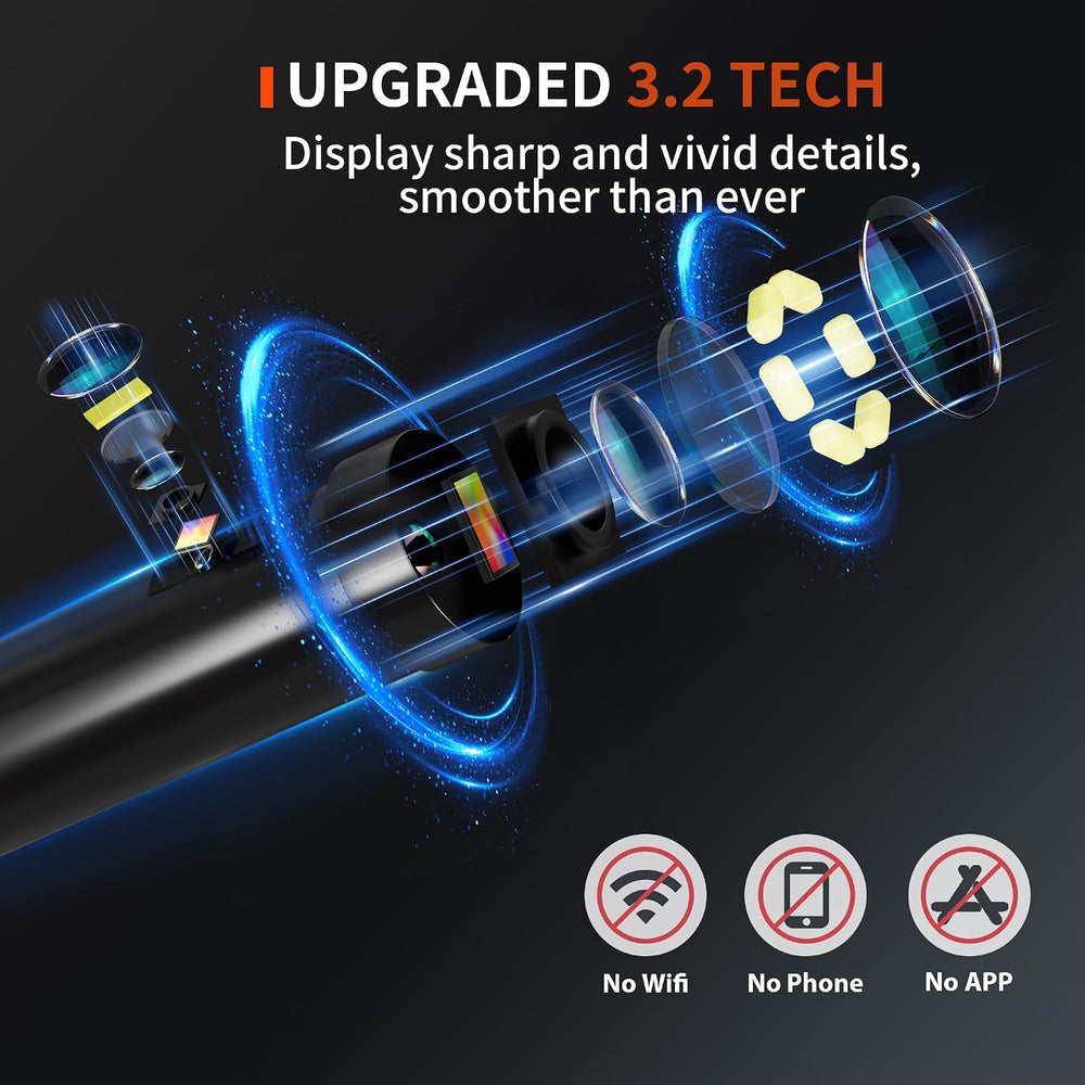 Dual Lens Endoscope Camera with Light, 1920P Industrial Borescope