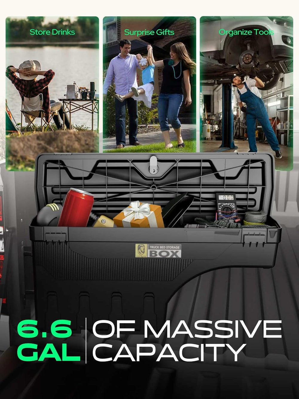 YHTAUTO Driver & Passenger Side Truck Bed Storage Tool Box for Dodge Ram