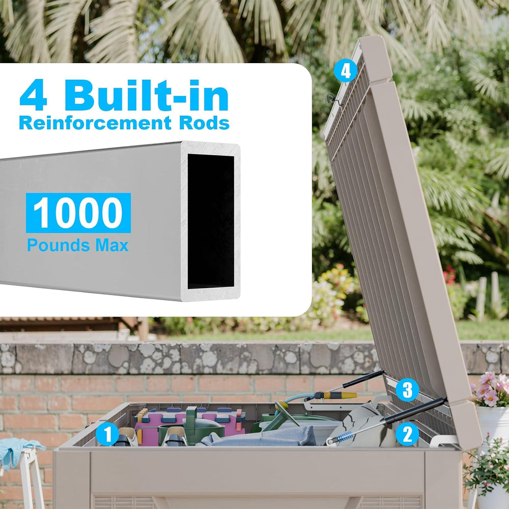 321 Gal Outdoor Storage Box Lockable Waterproof Deck Boxes
