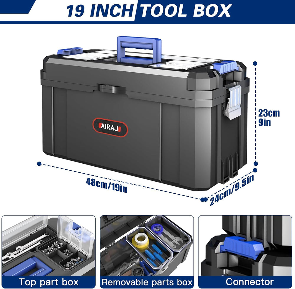 AIRAJ 3 In 1 Rolling Tool Box with Wheels, Stackable Tool Box,17 +19 +21 In