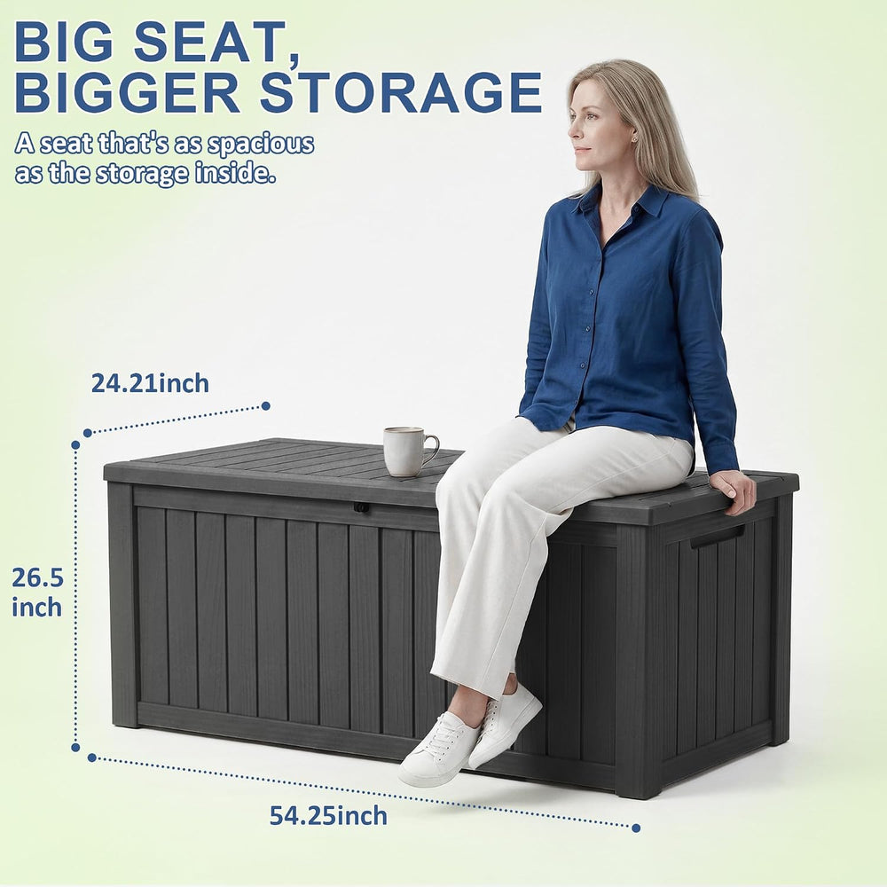 Vixzen Waterproof Outdoor Storage Box 220 Gal Deck Box with Lockable Lid