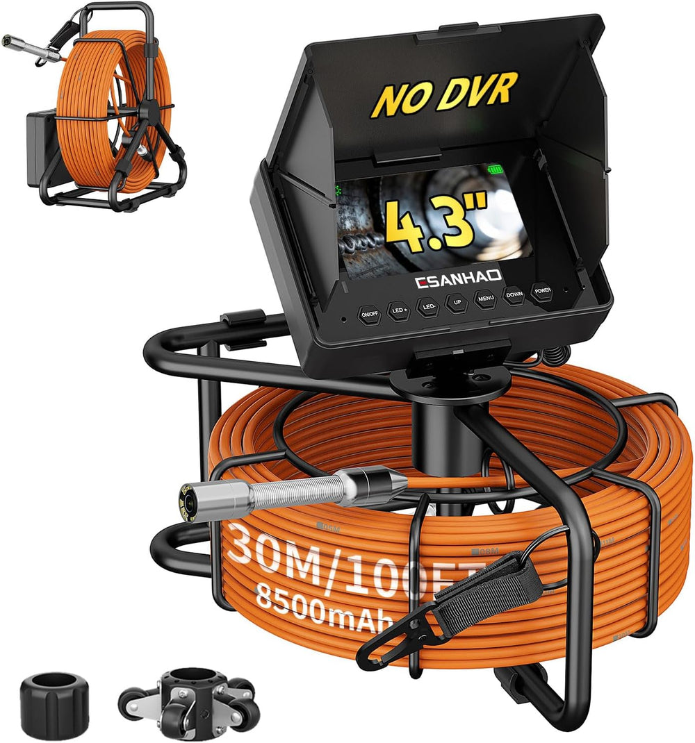 Sewer Camera 100FT/30M Borescopes Plumbing Snake Pipe Inspection Camera 22mm ...