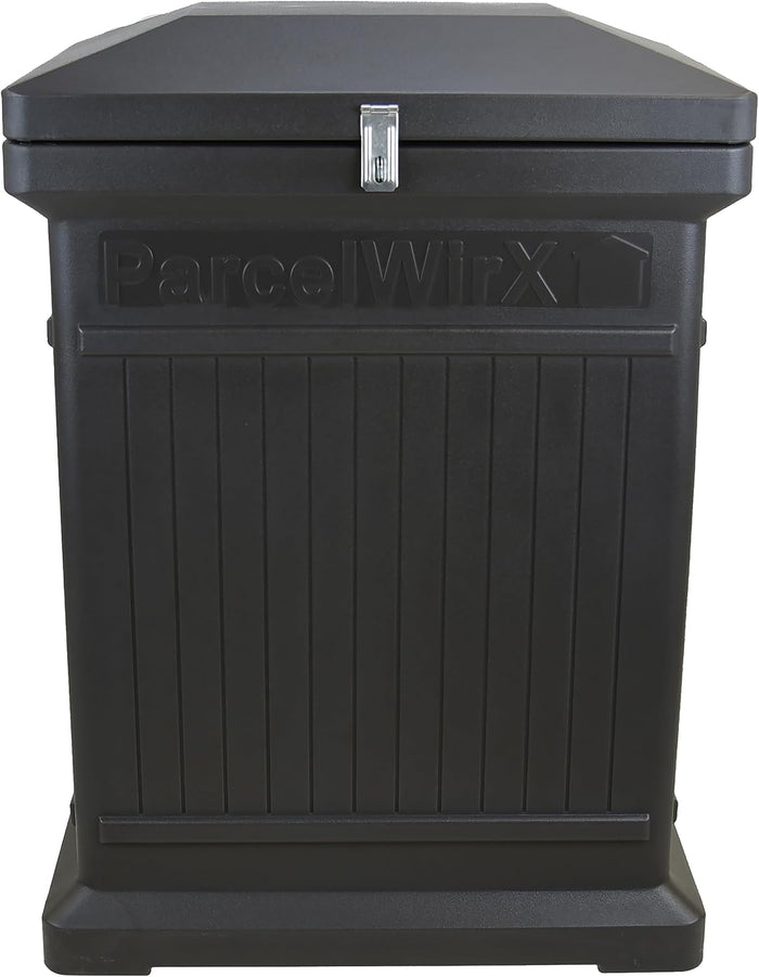 RTS Home Accents ParcelWirx Premium Vertical Storage Cabinet/Lockable Package Delivery Box with Hinged Lid, Graphite