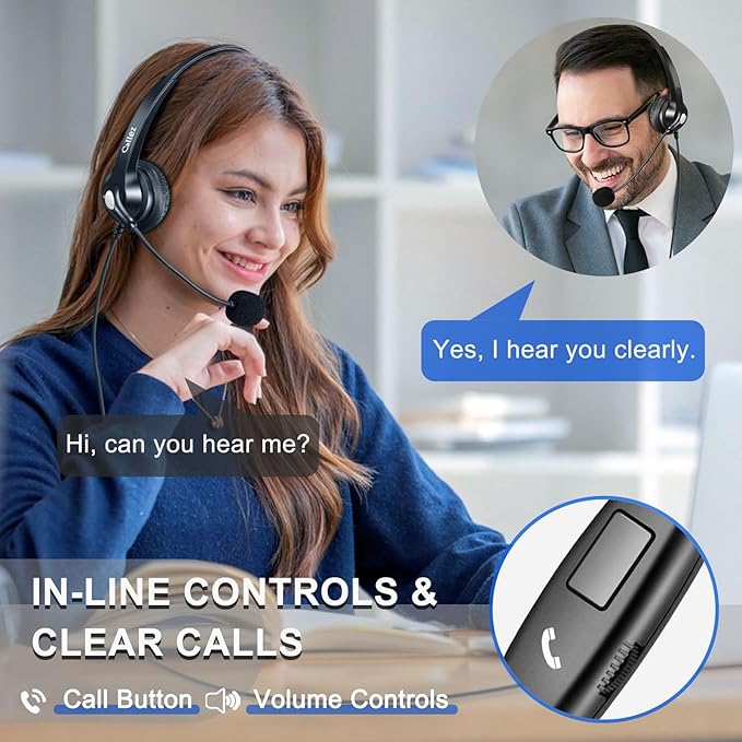 Callez Wired Computer Headset, 3.5mm/USB-C Headset