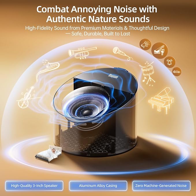 ANWOON Sound Machine & Aroma Diffuser Pro 4-in-1 Sleep System, Premium Metal