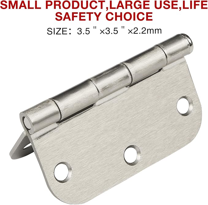 48 Pack Interior Door Hinges Brushed Nickel 3.5 Inch x 3 1/2" Rounded 5/...