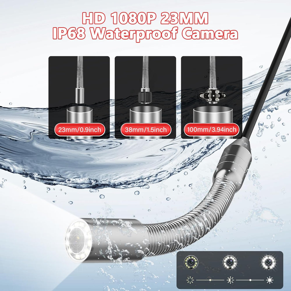 Sewer Camera 100ft/30M 7" Rainproof IPS Screen Pipe Drain Inspection