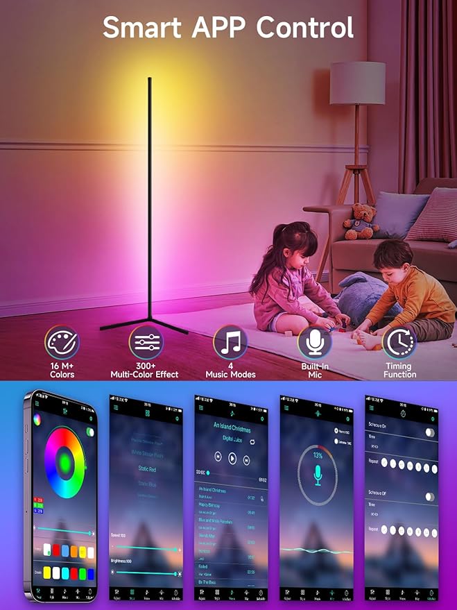 Tyute Corner Floor Lamp, RGB LED Corner Lamp (2pcs)