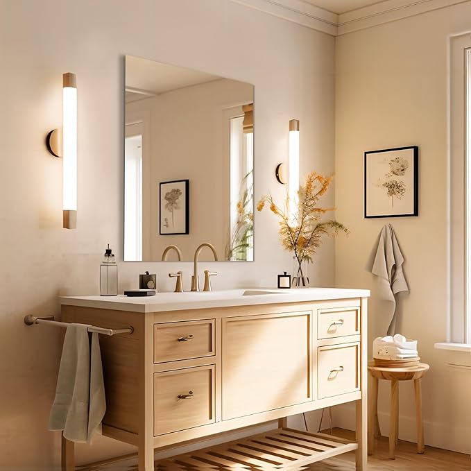 Mirrorons Frameless Mirror, Wall Mirror 24" x 32", Modern Rectangle...