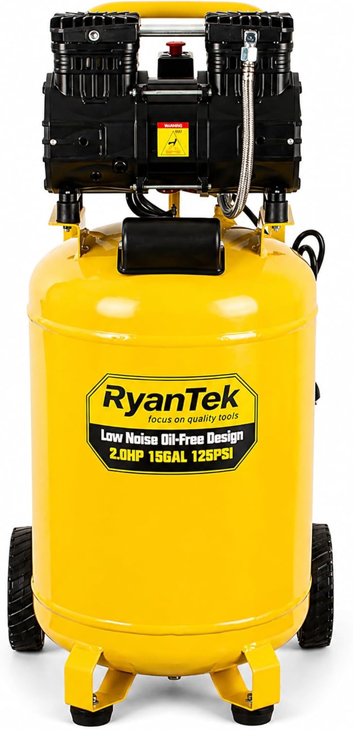 15-Gallon Air Compressor, 2HP, Quiet 66dB, 4.5CFM@90PSI