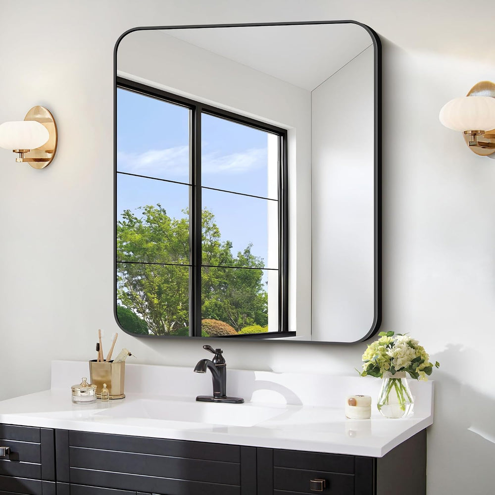 FORBATH Bathroom Mirror 30" x 36", Rectangle Black Bathroom Mirror