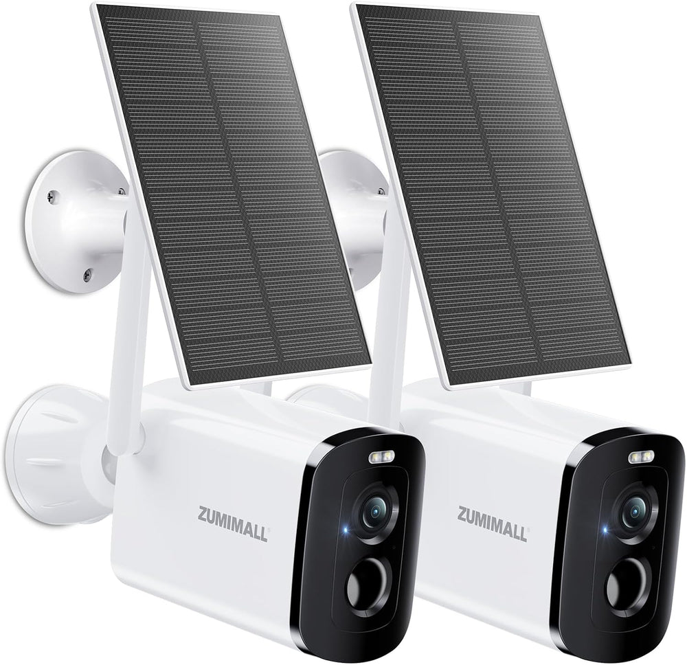 ZUMIMALL 2K Solar Security Cameras Wireless Outdoor - 2 Packs