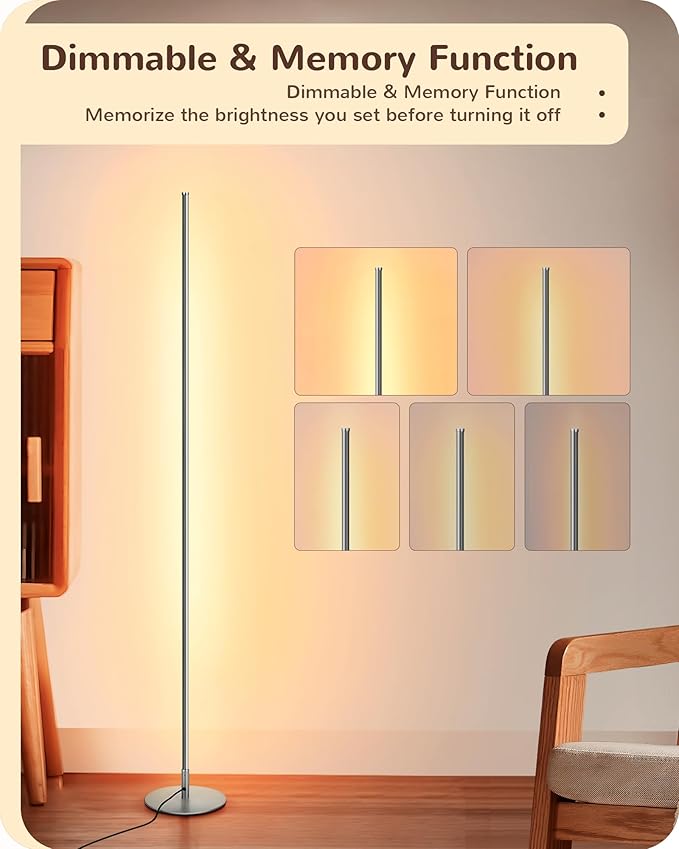 EDISHINE LED Corner Lamp, 57.5" Tall Slim Sleek Floor Lamps (2 Pack)