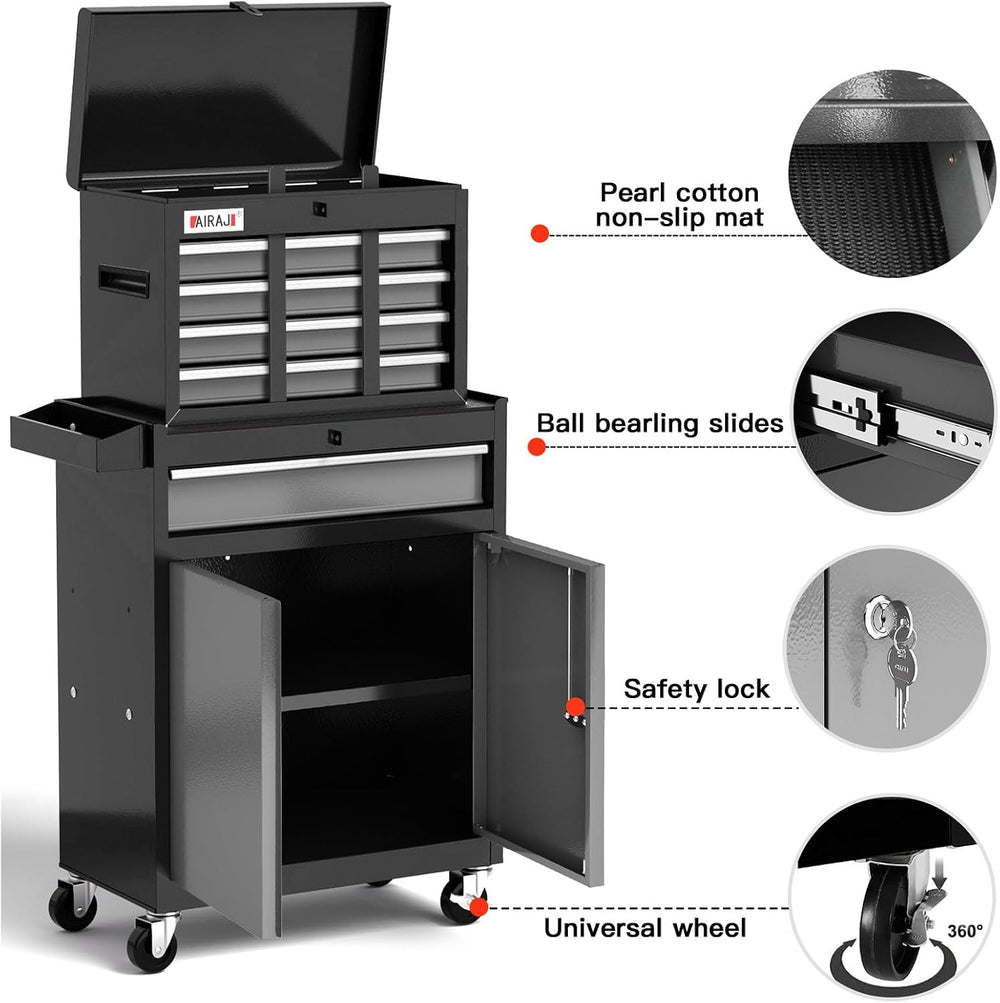 7-Drawer Tool Chest with Wheels, 40'' Rolling Tool Chest with Drawers...