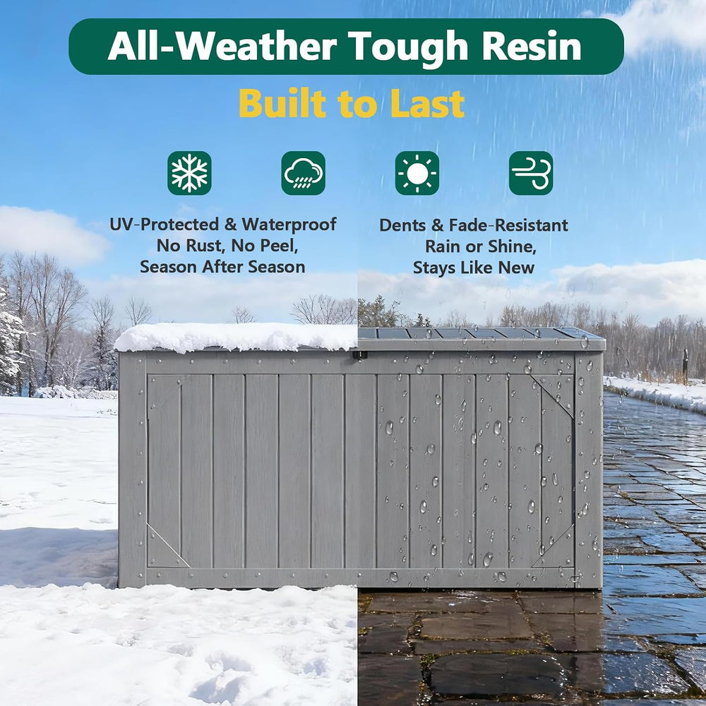 Outdoor Storage Box, 98 Gallon Deck Box, Outdoor Storage Bench, Waterproof Re...