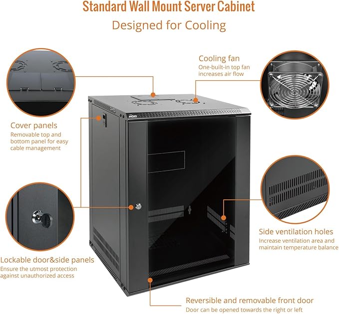 Tecmojo 15U Wall Mount Rack Network Cabinet