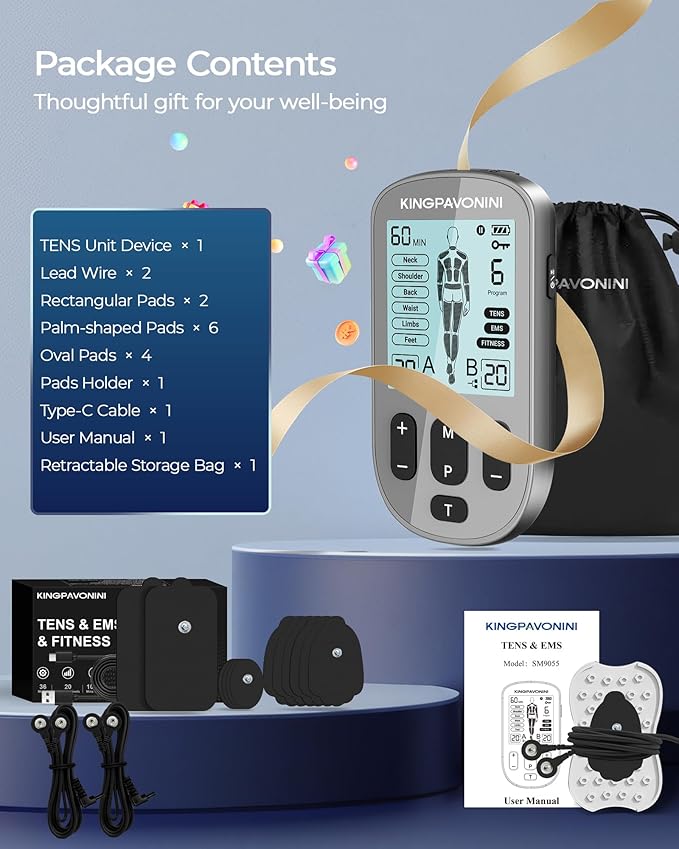 KingPavonini 3-in-1 TENS Unit Muscle Stimulator