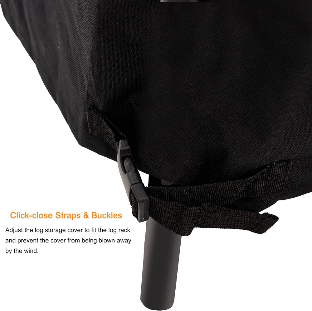 Heavy Duty Waterproof 600D Oxford Fabric Firewood Log Rack Cover, Black, 8-Feet