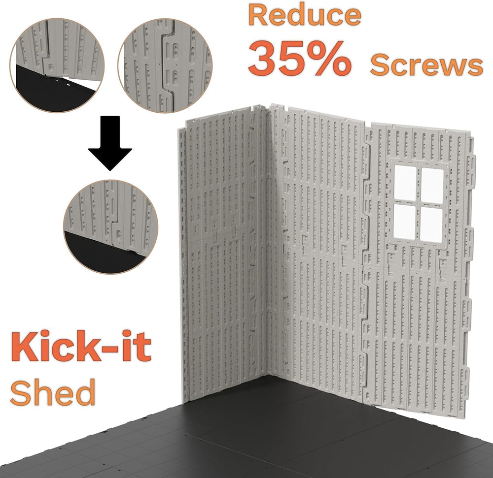 Devoko 10x14 FT Resin Outdoor Storage Shed with Floor, Beige