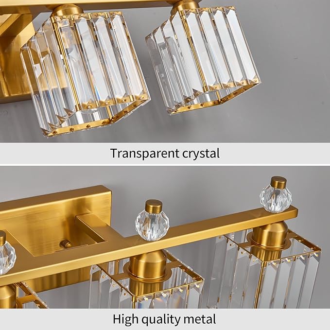 FDPBY Vanity Lights 4-Light Modern Crystal Vanity Light Gold Bathroom Light
