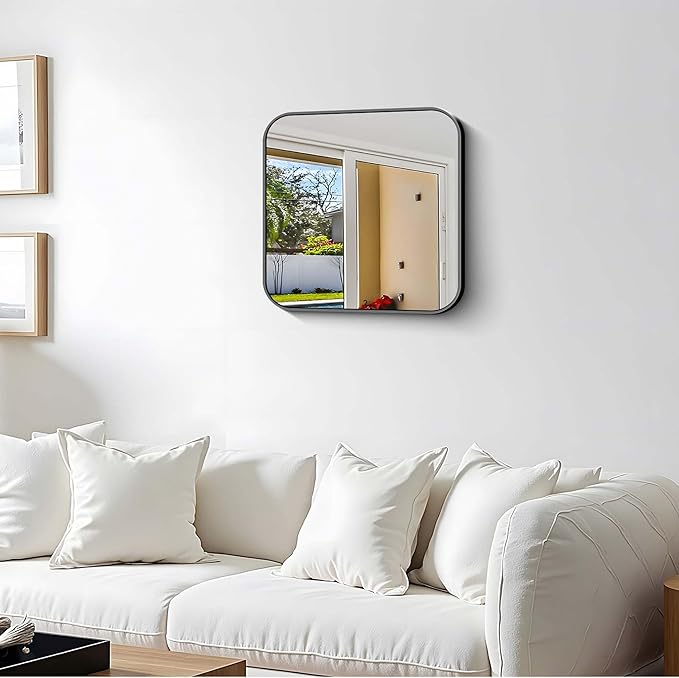 Black Bathroom Mirror, 18 x 18 inch Square Mirrors