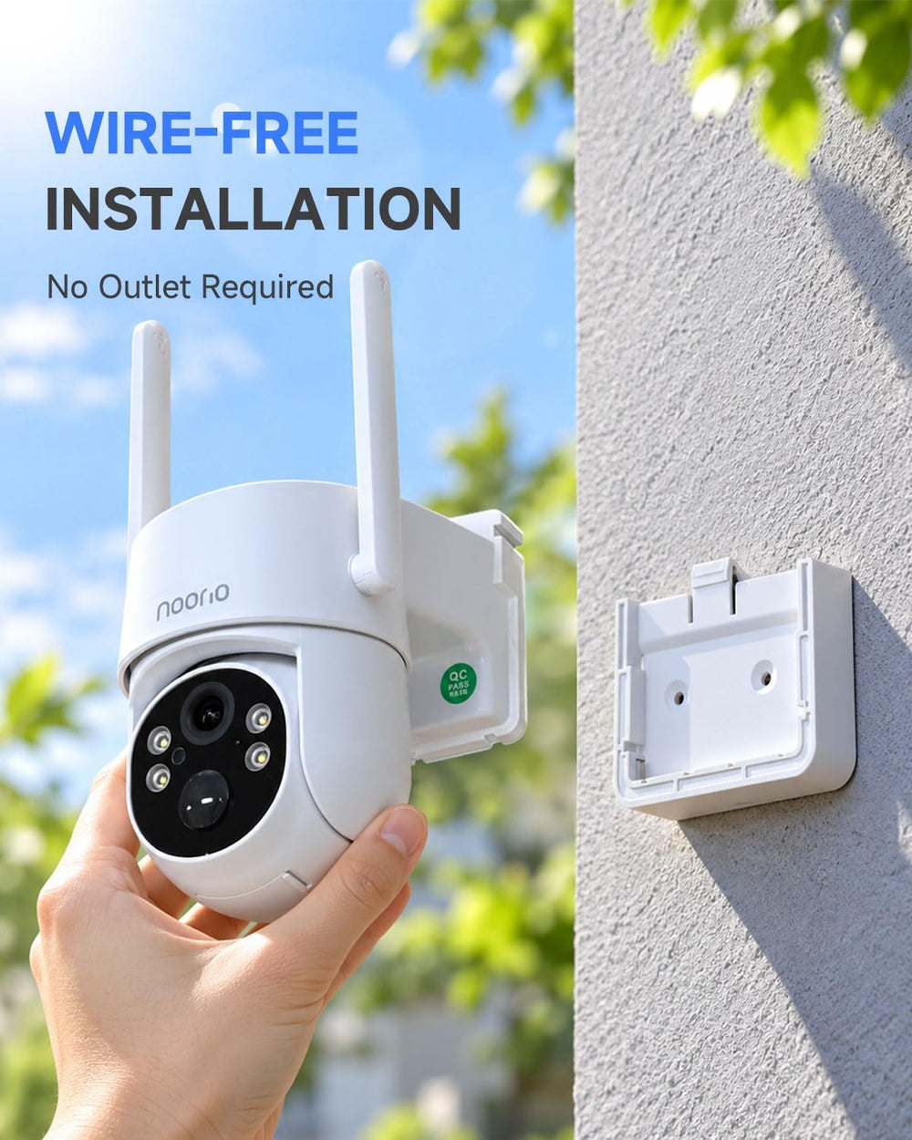 Noorio Solar Security Camera Outdoor, 1080P Wireless Camera, Dual WiFi