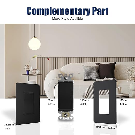 ThunderWay Matte Black 3 Way Decorative Light Switch (20 Pack)