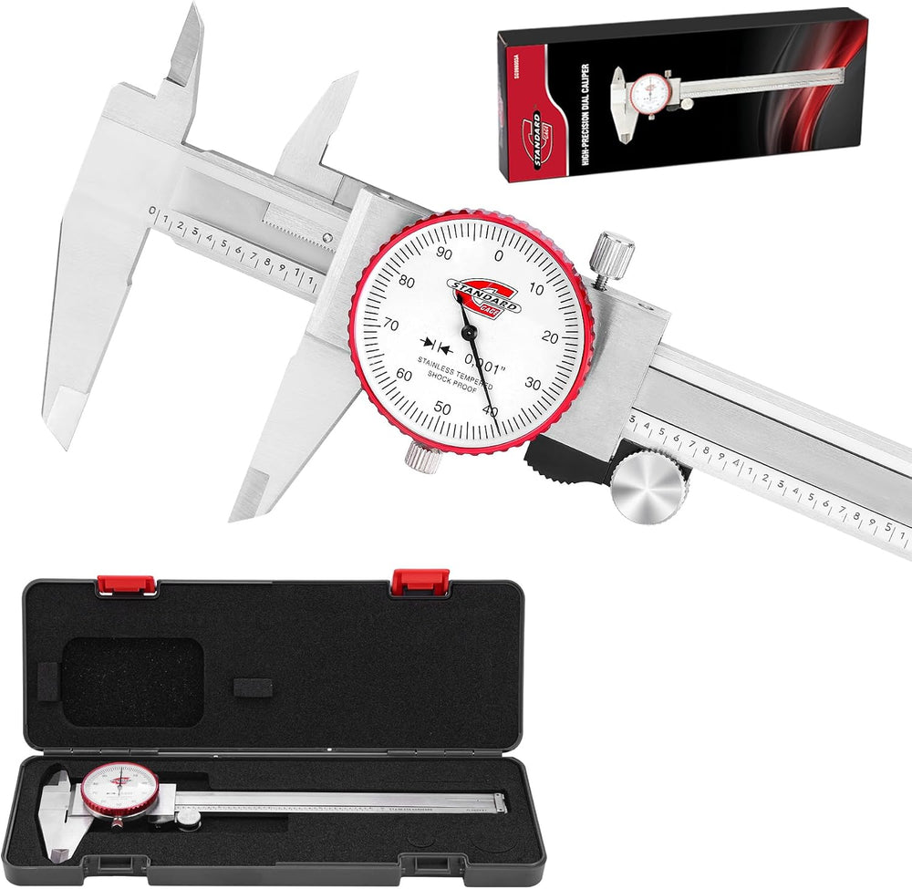 Standard Gage 0-6" Range SAE Dial Caliper Measuring Tool, Analog Precision