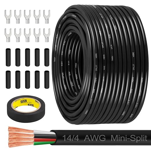 MOOKEERF 14/4 AWG Mini-Split Cable - 250FT 14 AWG 4 Conductor Control Cable