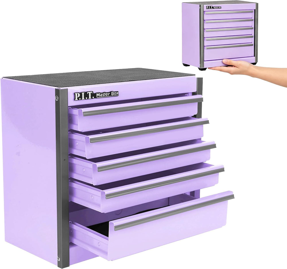 Mini Tool Box with 5 Drawer,Purple Metal Toolbox for Multi-Purpose Storage