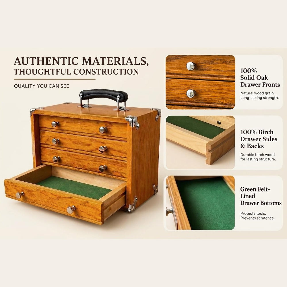 Heritage 4-Drawer Desktop Tool Box, Lock & Felt Lining