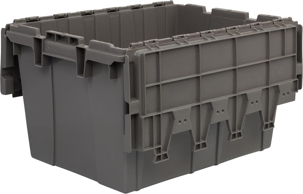 Buckhorn 12G Industrial Plastic Storage Container, Lid Attached, Stackable